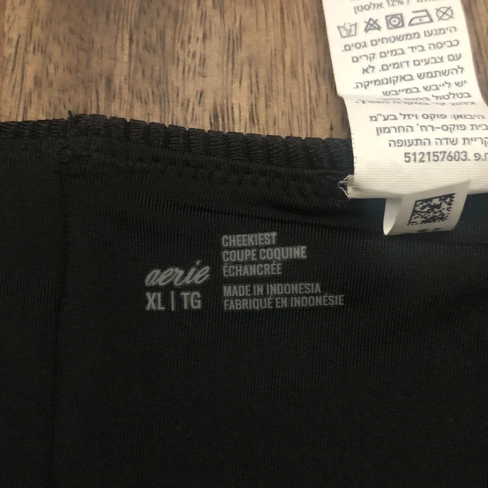 aerie Black Ribbed Bikini Bottom